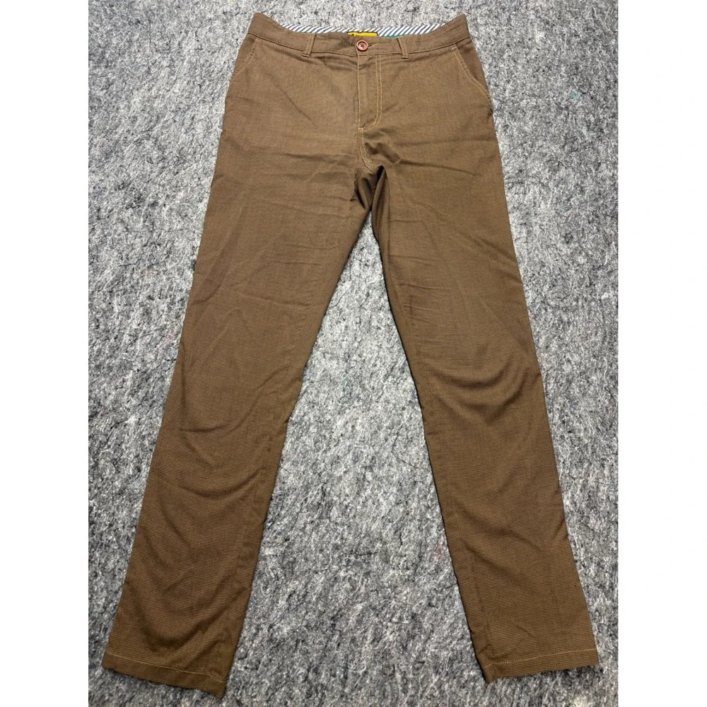 Brooklyn Industries Mens Brown Micro Check Chino Pants Size 30 Straight Leg